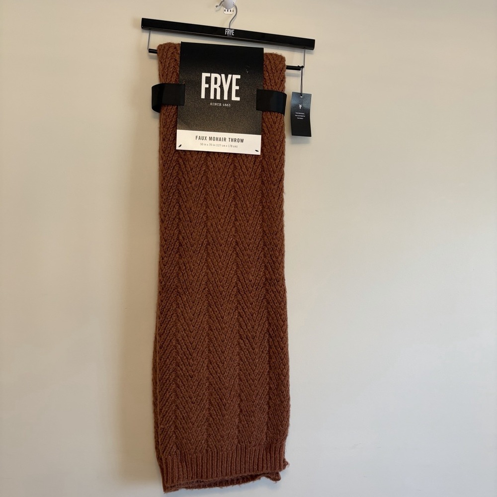 NWT FRYE Faux Mohair Oversized Throw Blanket 50" x 70" Rust Brown Neutral Home - Picture 12 of 14